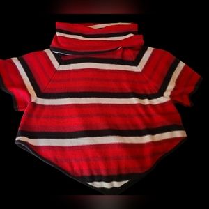 Red and black poncho sweater
